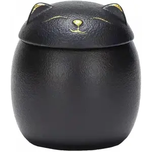 Ceramic Jar Embossed Cat Candy Dish Sugar Bowl Storage Jar Canister with Seal Lid
