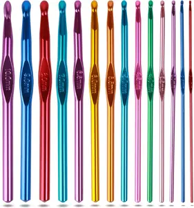 Crochet Hooks Set Aluminum Handle Knitting Needles Arthritic Hands Crochet Needles Yarn Craft, Nice Gift Women