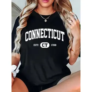 Women's Vintage Connecticut CT ESTD 1788 Graphic T-Shirt | Casual Daily Wear, State Pride, Connecticut Themed Events & Festivals