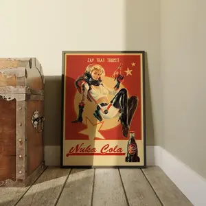 [Sale off up to 50%] Fallout Game Poster, Nuka Cola Wall Art, Kraft Paper Print, Gaming Room Decor, Game Poster Gift 01 [No frame, Free Ship]. (No Frame)
