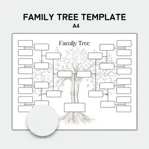 5 Sheets Watercolor Tree Design Family Tree Chart, Genealogy Record Template, Multi-Generation Family History Research, Memorial Gift Decorative Art