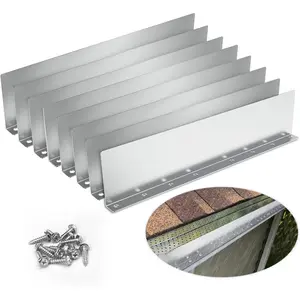 8 Pcs Gutter Valley Splash Guard Straight Rain Diverter Roofing Gutter Guards Rain Drip Gutter Guard for House Shingle Roofs Corner Straight Style