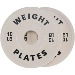 10LB 2PCS Change Plate, Fractional Weight Plates Set, Micro Incremental Rubber-Coated 2" Bumper Plates for Olympic Barbells, Strength Training, White
