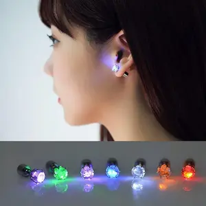 LED Light Up Earrings, 6pcs Color Changing Flashing Blinking Studs, Glowing Diamond Crown Pendant for Party Wedding Rave Disco Festival Night Out Christmas Halloween Decoration Gifts