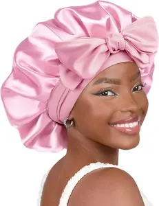 Adjustable Satin Bonnet for Sleeping Women Double Layer Hair Wrap Reduce Friction Prevent Frizz Natural Curly Hair