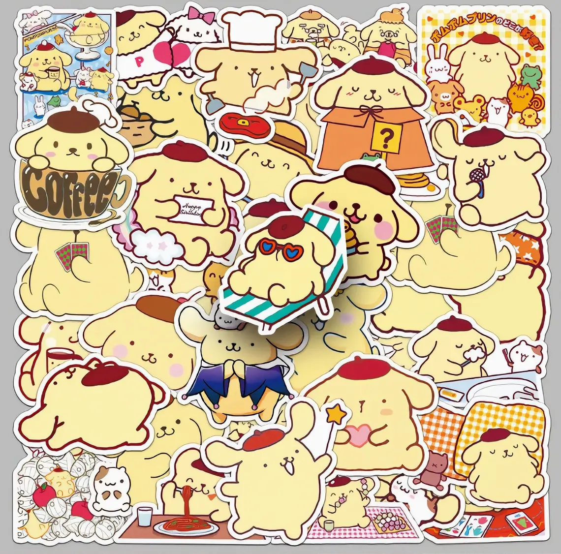 Cute Dog Stickers - Adorable Yellow Dog Designs with Various Activities and Accessories for Kids and Adults
