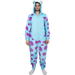 Officially Licensed Monsters Inc Sulley Adult Unisex Halloween Cosplay Costume Fleece Zip Up Jumpsuit