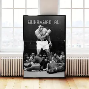 Boxing poster The Greatest Knockout Poster, Historic Boxing Match Black and White Photograph Print, Iconic Sports Moment Wall Art,Sports and Gym Artwork