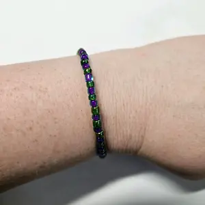 handmade blue/pinkish/purple and green wrap around 1x bracelet