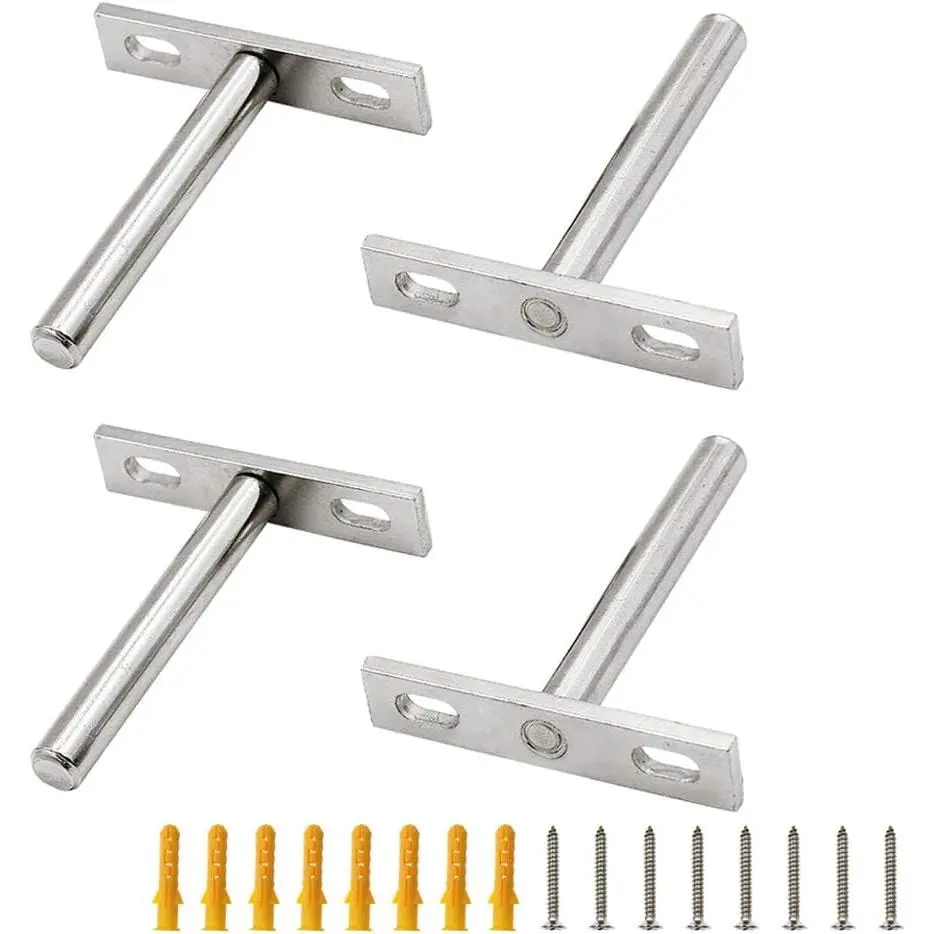 4 count 3 Inch Floating Shelf Bracket Blind Shelf Bracket  Brackets for Floating  Shelves - Screws and Wall Plugs Included
