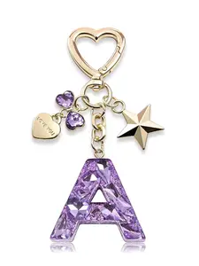 Cute Shiny Initial Keychain, Stylish Keychain, Love Star Letter Keychain, Lady Girl Backpack Accessory, Women's Mother's Day Valentine Gift, Fashionable Alloy Keychain