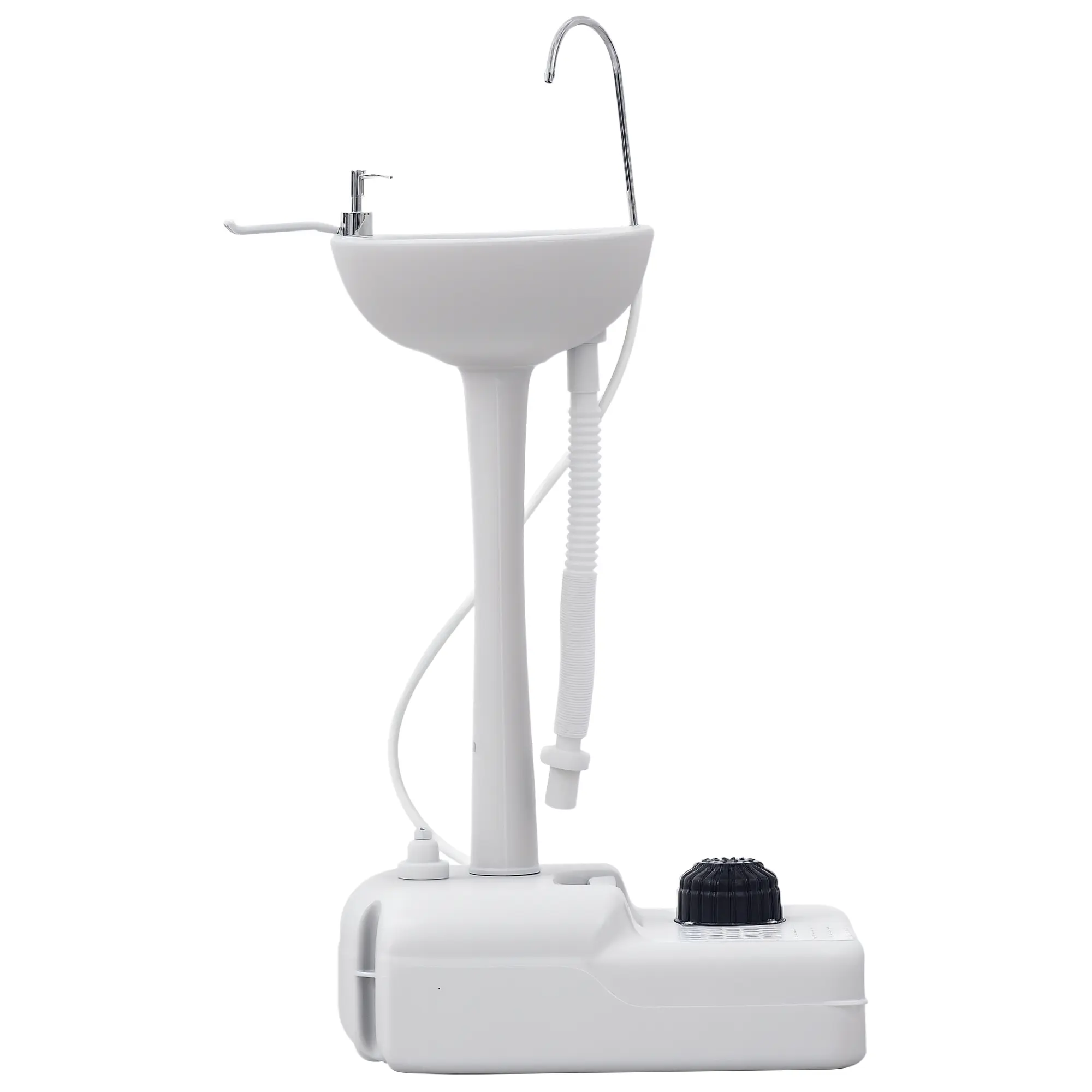 kleankin Portable Camping Sink, Portable Sink Hand Wash Station with 4.5 Gallon (17L) Tank, Rolling Wheels, Soap Dispenser, Towel Holder for RV, Outdoor Events, Gatherings, HDPE, White