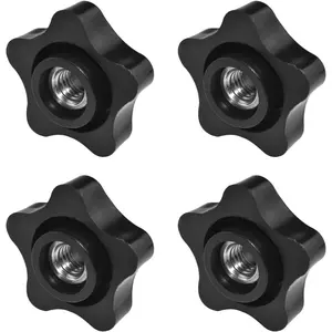 4 count 5/16-18 Female Thread Knob Black Nylon 5  Shaped  Clamping Nuts Knob