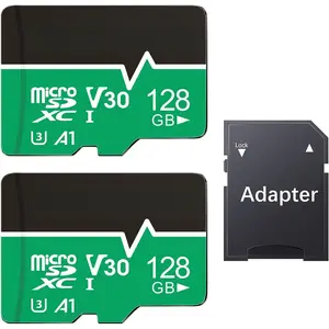 128GB Micro SD Card 2 Pack with Adapter, High Speed TF Card, Memory Card microSDXC for Camera, Smartphone, Tablet, Dash Cam, Drone, UHS-I, U3, A1, 4K UHD, V30