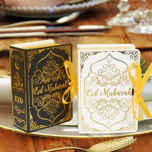 3/5/10Pcs Eid Mubarak Gift Boxes Book Shape Chocolate Candy Box Bag Islamic Muslim Festival Party Favors 2023 Ramadan Decoration