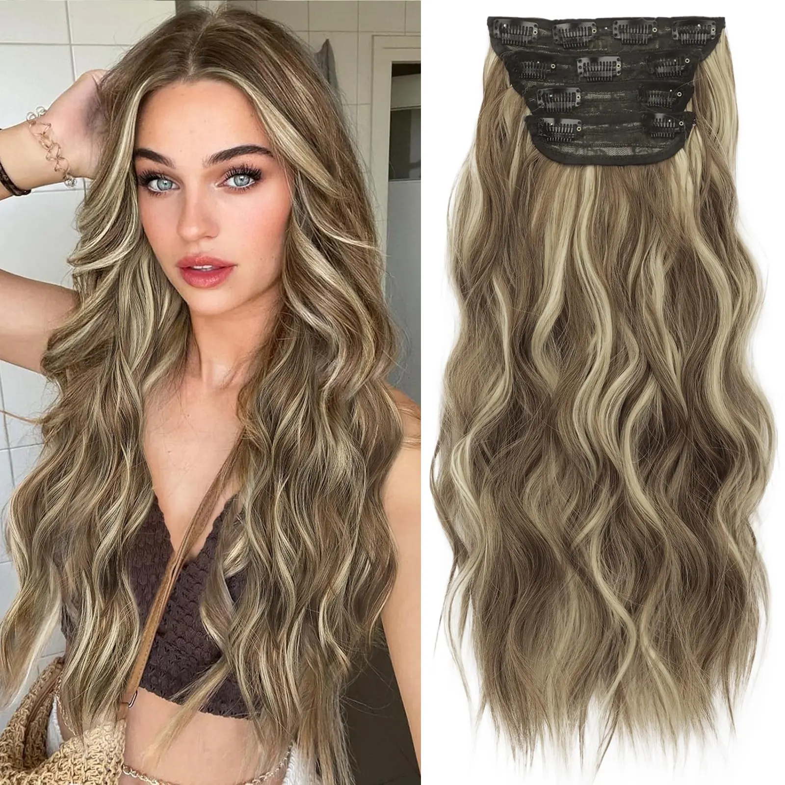 Medium Brown Ash Blonde-24inch