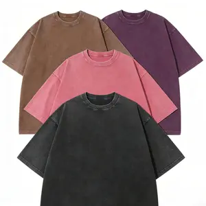 4-Pack Unisex Vintage Washed Oversized T-Shirts, Spring Summer Casual Loose Fit Tees Ideal for Sports, Fitness and Everyday Wear