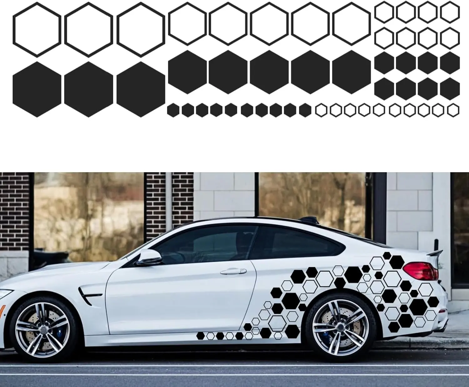 Car Honeycomb Graphic Stickers - 52 Grids Waterproof Vinyl Decal Stickers for Car Motorcycle Helmet Laptop Phone Door Wall Decoration (Black)