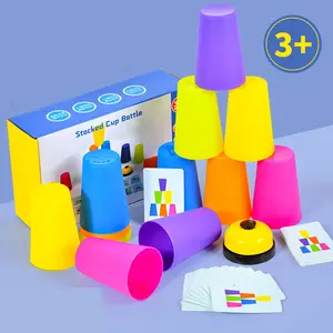 Single/double stacking cup battle game, color recognition educational toys, interactive parent-child learning, fine motor skills development, party competition props, suitable for Halloween/birthday/Christmas gifts
