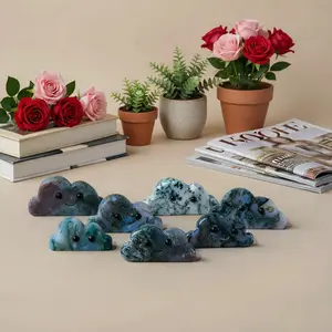 Natural Crystal Cloud Figurine, Calming Energy Heart Chakra Mini Desktop Spiritual Decor Gift for Crystal Enthusiasts