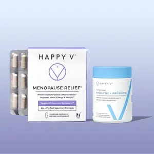Happy V Menopause Relief & Probiotic Value Pack - Clinically Proven pH Balance BV Treatment Natural Yeast Infection Support Minimizes Hot Flashes Night Sweats Ideal for Comfort Ease Healthcare