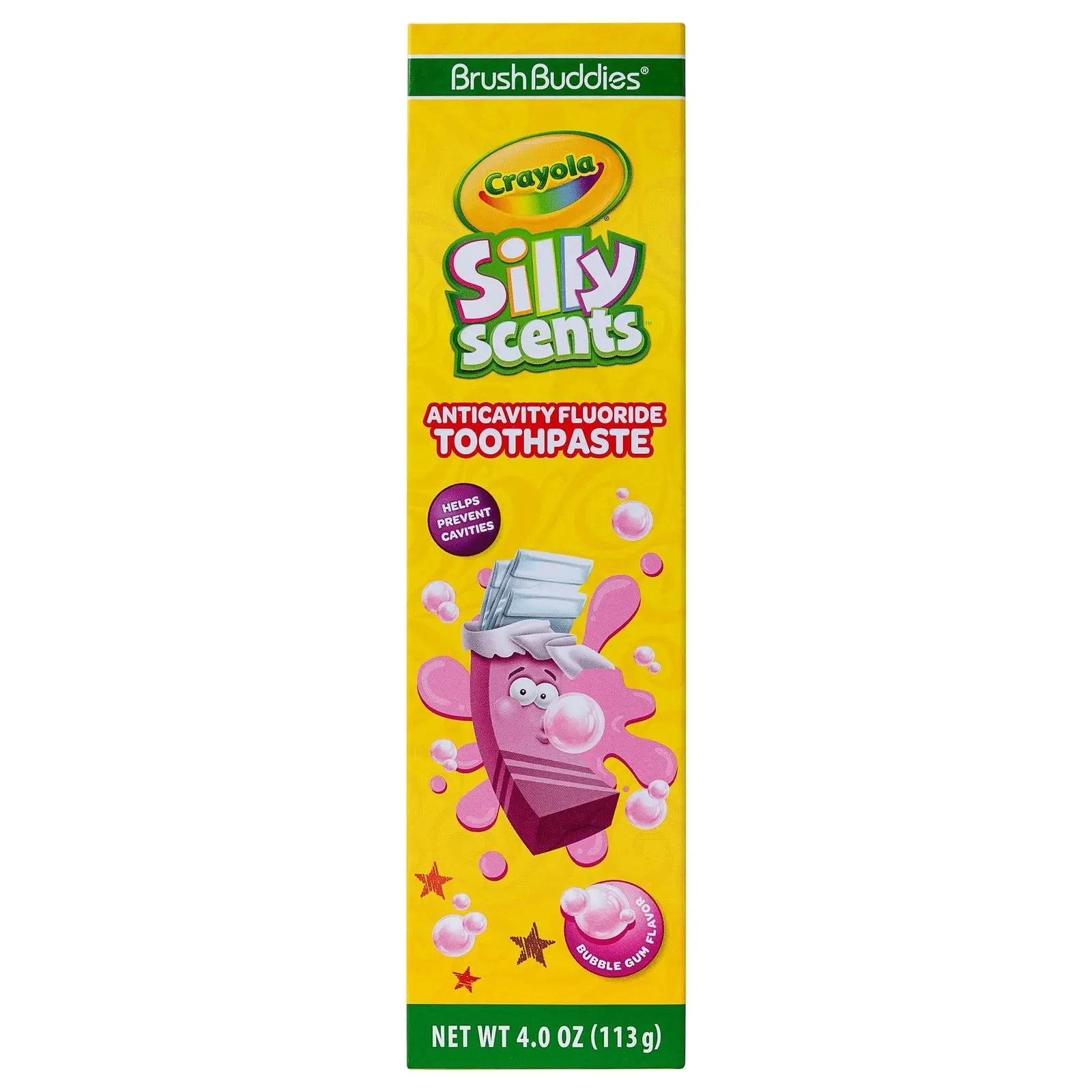 Brush Buddies Crayola Silly Scents Flavored Kids Toothpaste with Fluoride, Anticavity, Bubblegum Flavored for Ages 2+ 4oz, fun, kids, toddlers and youths Oral