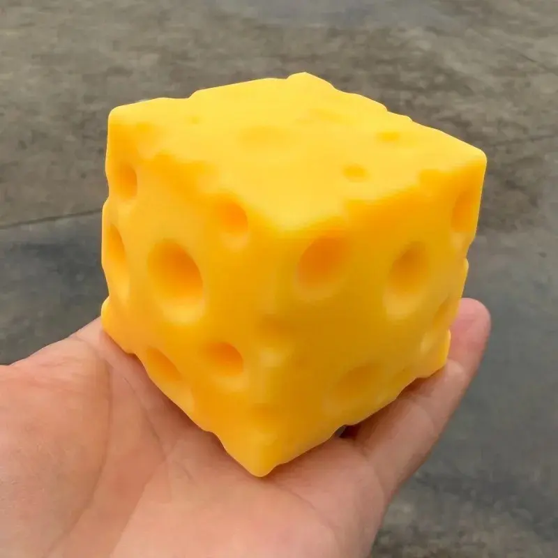 Cheese Cube Stress Ball Shapeable Squeeze Decor Non-Bounce ASMR Sensory Anti-Stress Relief Gadget Gifts Cheese Squishy Cube