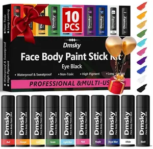 Dmsky 10 Packs Eye Black Sports Stick for Football, Baseball, Softball-Anti-Glare Face Body Paint Stick Kit,Water-Proof Eye Sports Paint Sticks,10 Color Eyeblack Painting Kit for Athletes & Fans