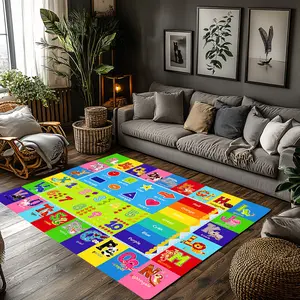 Multicolor Kids Alphabet Number Animal Educational Crystal Velvet Area Rug Non‑Slip Playroom Modern Learning Rug#KidsEducationalRug #AlphabetNumberAnimalRug #PlayroomDecor #ColorfulLearningCarpet #CrystalVelvetRug
