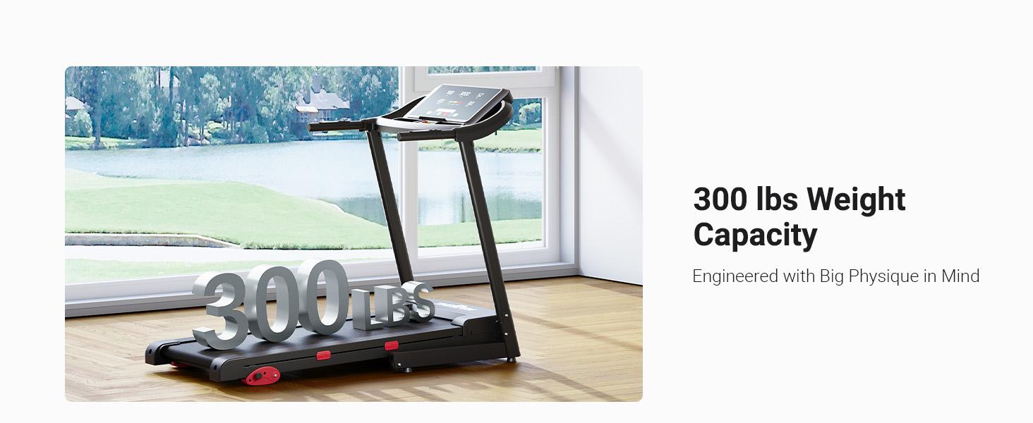 0-6% Manual Incline Treadmill, 300 lbs Capacity Treadmill with Manual Incline, 3.0 HP, Heart Rate Monitoring, Wider Running Belt
