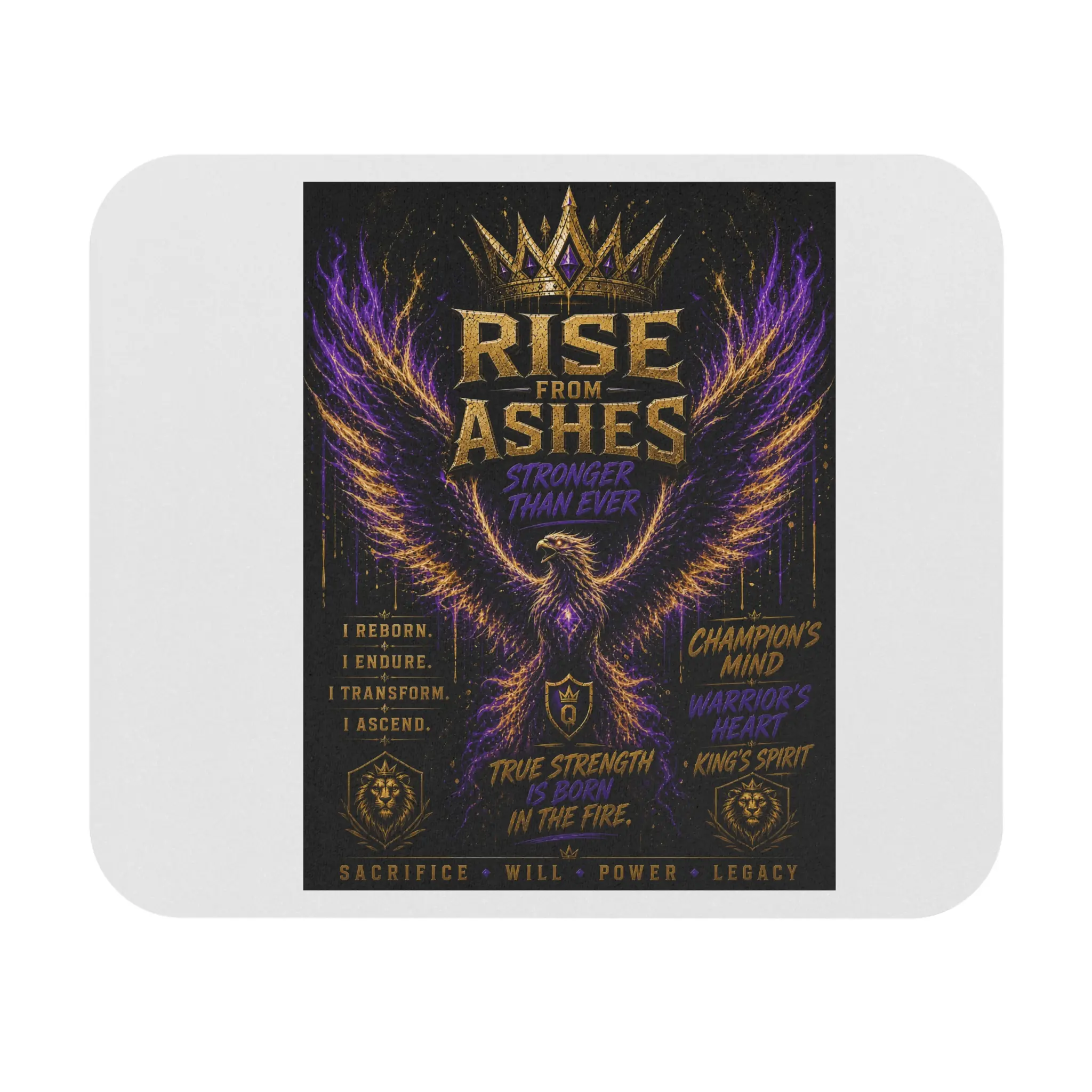 Rise From Ashes phoenix wings mouse pad | motivational gaming desk mat