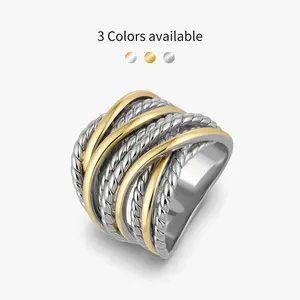 Aprilery Intertwined Metallic Band Ring - Textured Statement Jewelry for Women
