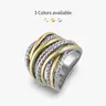 Aprilery Intertwined Metallic Wide Band Ring - Textured Cable Statement Ring, Gold Silver Tone Chunky Fashion Jewelry Gift for Women