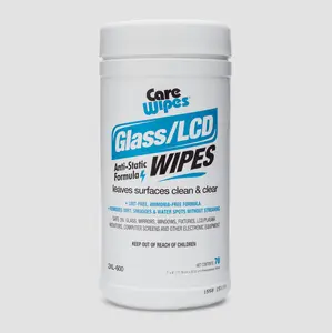 Care Wipes Glass / LCD Wipes Ammonia-Free and Pre-Moistened Towelettes 70 Count