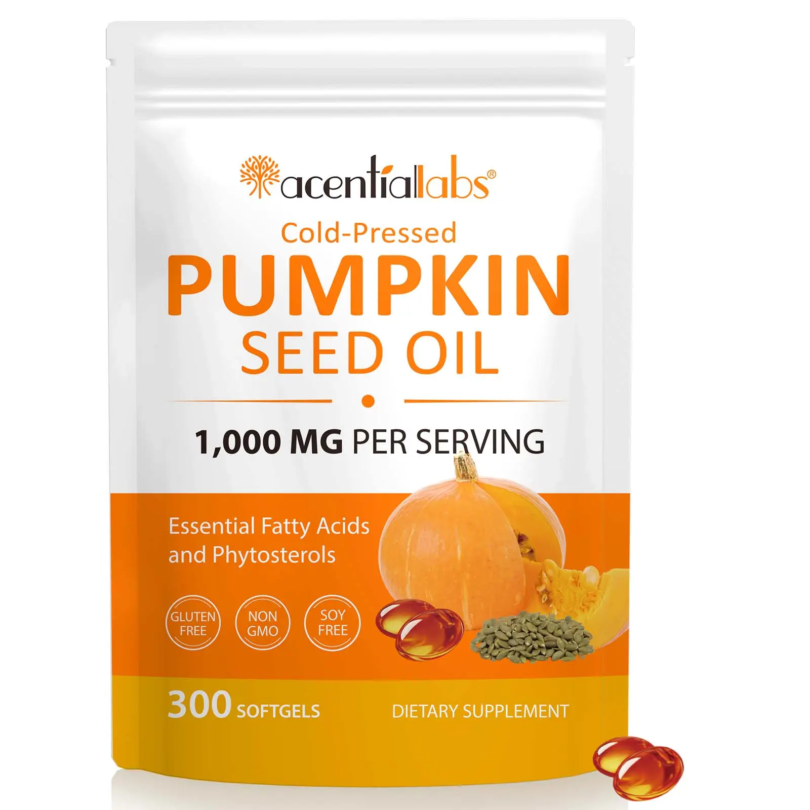 Pumpkin Seed Oil Capsules 3000mg with Saw Palmetto 300 Softgels Cold Pressed Virgin Oil Supplement for Prostate Health Hair Growth and Urinary Support Non GMO Natural Wellness
