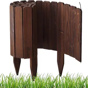 12FT Total Length Wooden Garden Fence  Garden Edging Border No Dig Landscape Edging Decorative Flower Bed Border Courtyards Planting Tree Fence Patio Path Edging - 3Pack 11.8" H x 48" L