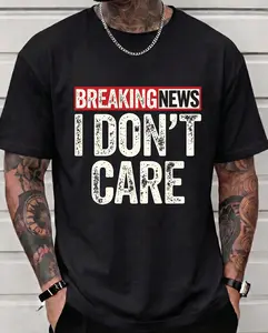 Breaking News I Don't Care Funny Sarcastic Tee Introvert Graphic Shirt