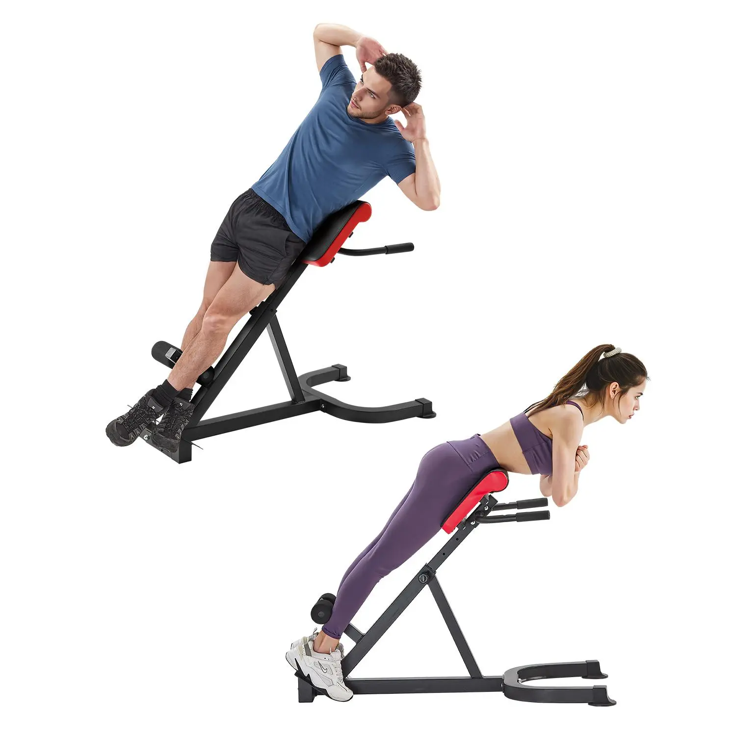 VEVOR Roman Chair Hyperextension Bench,  300 lbs Adjustable Extension Machine, Multi-Function Exercise Equipment for Glute, Hamstring, Lower Back, and Ab Workout, Fitness Weight Bench for Home Gym