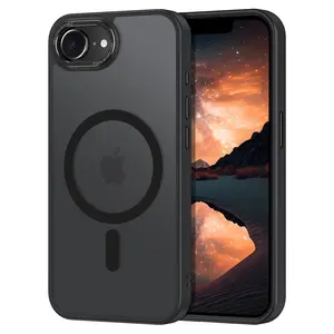 Magnetic For 16e Case 6.1" (2025)  [military Grade Drop Protection] [compatible With Magsafe] Shockproof Slim Translucent Matte Anti-slip Women Men Phone Cover Black