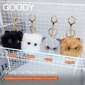 Fluffy Cute Cat Plush Keychain, Plush Doll Key Ring Pendant, Fuzzy Cat Lover Women Gift, Hanging Pendant for Bag, Backpack, EarPods, Purse, Key Chain Bag Charm, Portable Kawaii Plush Bag Decoration, Car Interior Accessories, Valentine Day Holiday Gift