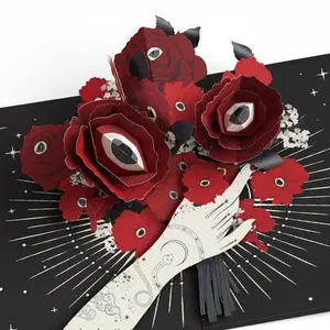 Creative 3D Pop-Up Greeting Cards, Handmade Cards, Personalized Fashionable Rose and Tattoo Designs, Original Design Cards (14.99 USD for two sets)