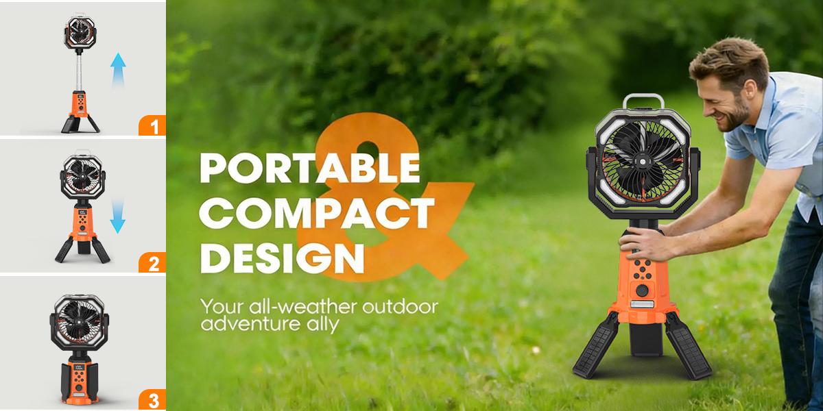 3-in-1 Misting Tripod Fan: 20000mAh Rechargeable Battery Operated Portable Fan with LED Light, Remote Control, 270° Rotation, Stepless Speed Adjustment – Cooling Mist Spray Fan for Outdoor Camping Tent Barbecue Picnic Jobsite Home Use