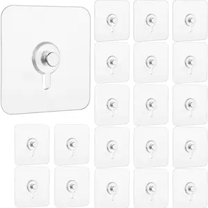 20Pcs/Set Adhesive Wall Mount Screw Hooks,No-Trace Sticker Screw Hanging Nails for Bathroom Kitchen (Flat Head Screw),Christmas Party Gifts,Hand Tools Kits
