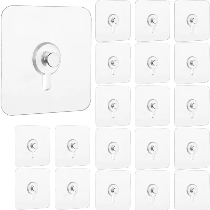 20Pcs/Set Adhesive Wall Mount Screw Hooks,No-Trace Sticker Screw Hanging Nails for Bathroom Kitchen (Flat Head Screw),Christmas Party Gifts,Hand Tools Kits