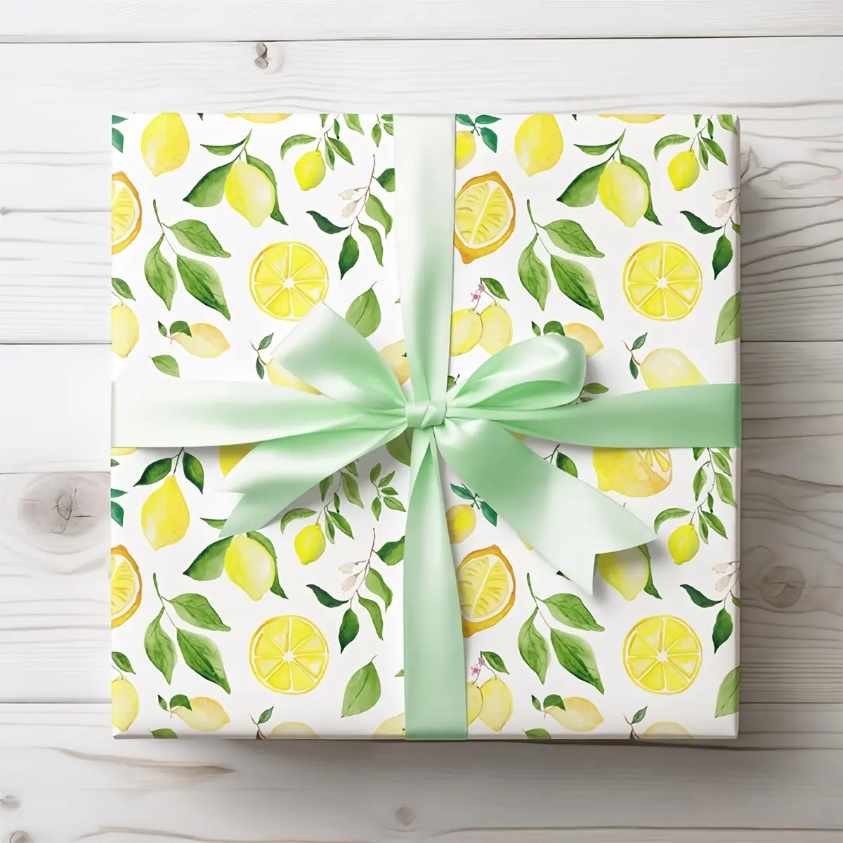 Lemon Gift Wrapping Paper Roll - Watercolor Fruit Design, Yellow Citrus Print Wrap for Summer Parties, Birthdays, Weddings, Mother's Day, Father's Day, Graduation & DIY Gifts, 58"x23"
