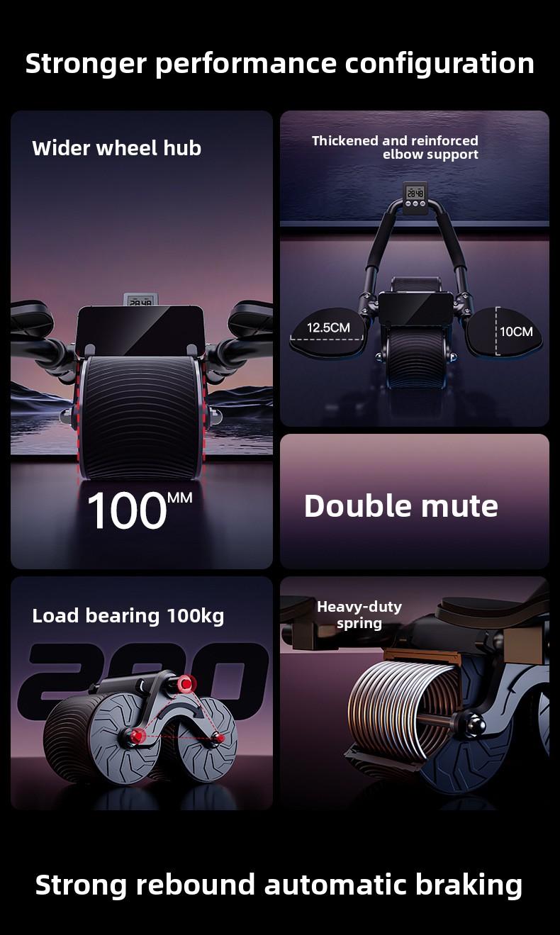 Abdominal wheel, factory direct sale, suitable for assisting core muscle training, automatically rebounds, equipped with a timer, ideal for home workouts, best choice for fitness enthusiasts