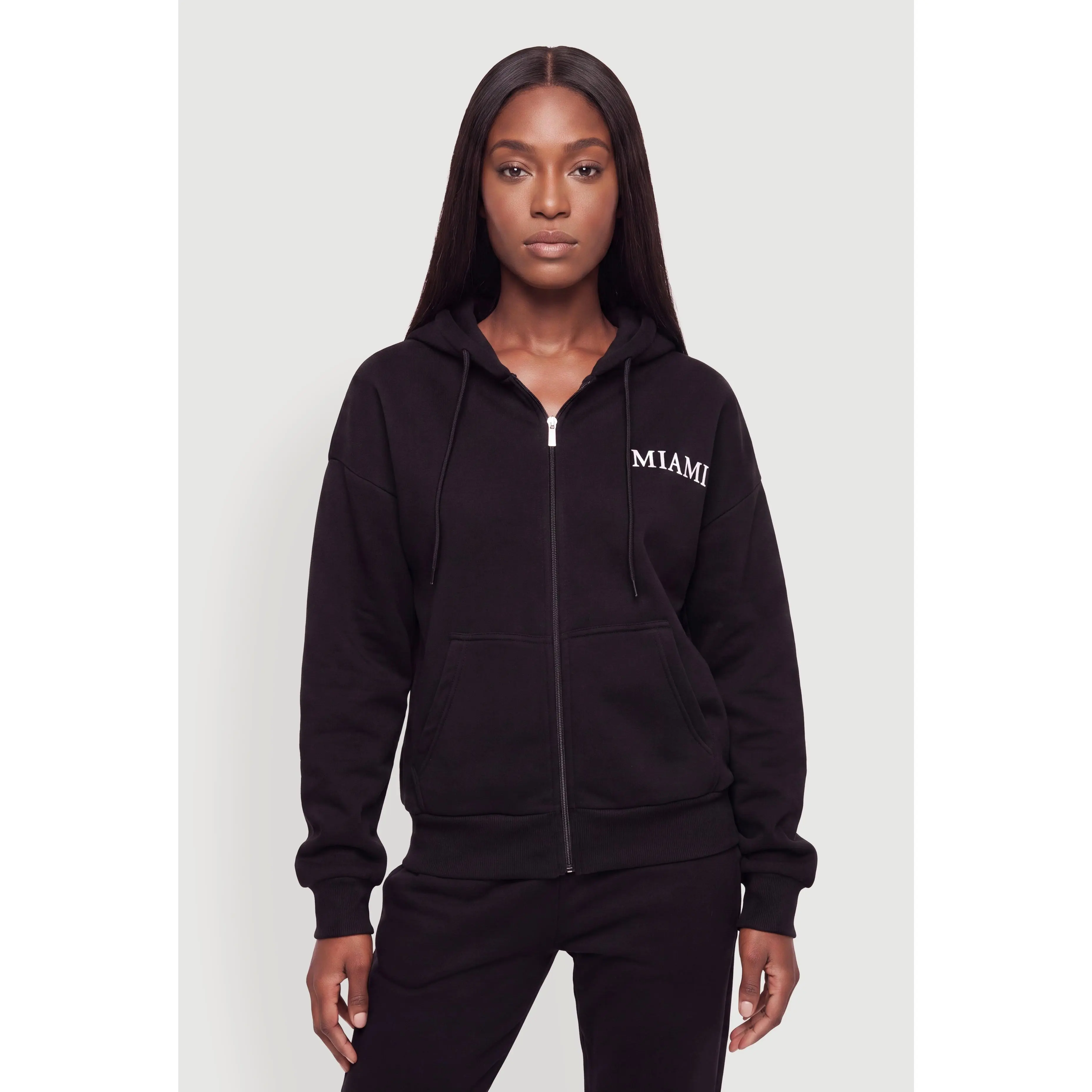 Miami Graphic Zip Front Hooded Sweatshirt