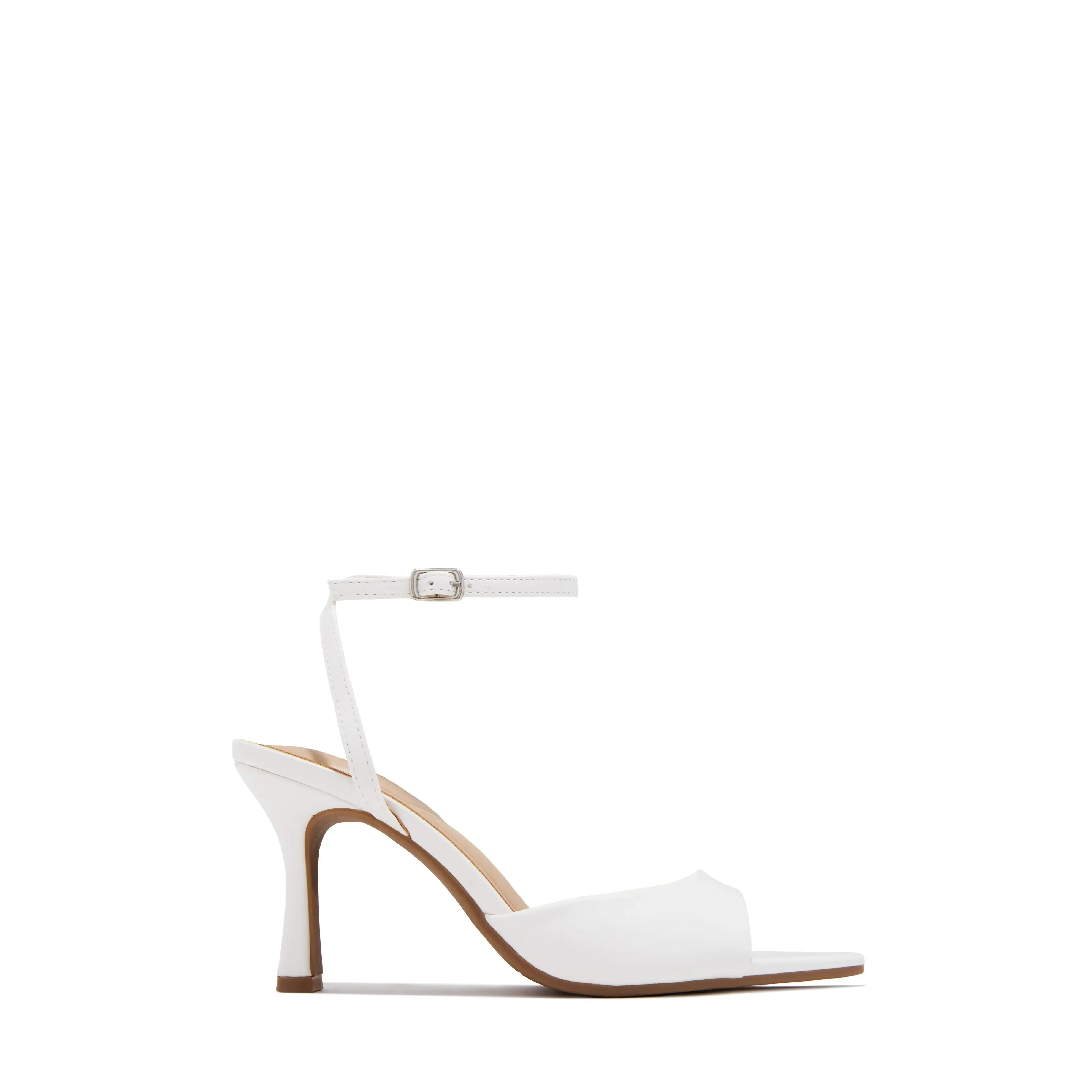 Melissa Ankle Strap Single Sole Heels - White