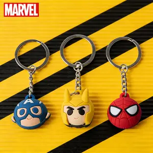 1PC Marvel Spider-Man Captain America Loki Keychain Officially Licensed Collectible Super Hero Q-version Design Anime Peripheral Backpack Decoration Car key Pendant Desk Ornament Durable PVC Rubber Gift