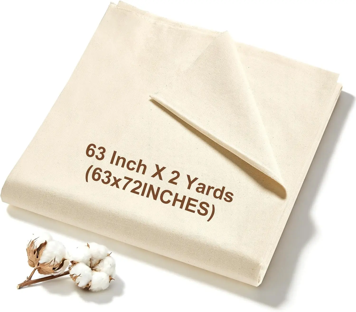 100% Cotton Muslin Fabric, 63 Inch X 2 Yards (72 Inches) Unbleached Muslin Linen Fabric by The Yard, Premium Medium Weight Muslin Cloth Fabric for Sewing, Embroidery, Crafts, & Apparel Projects
